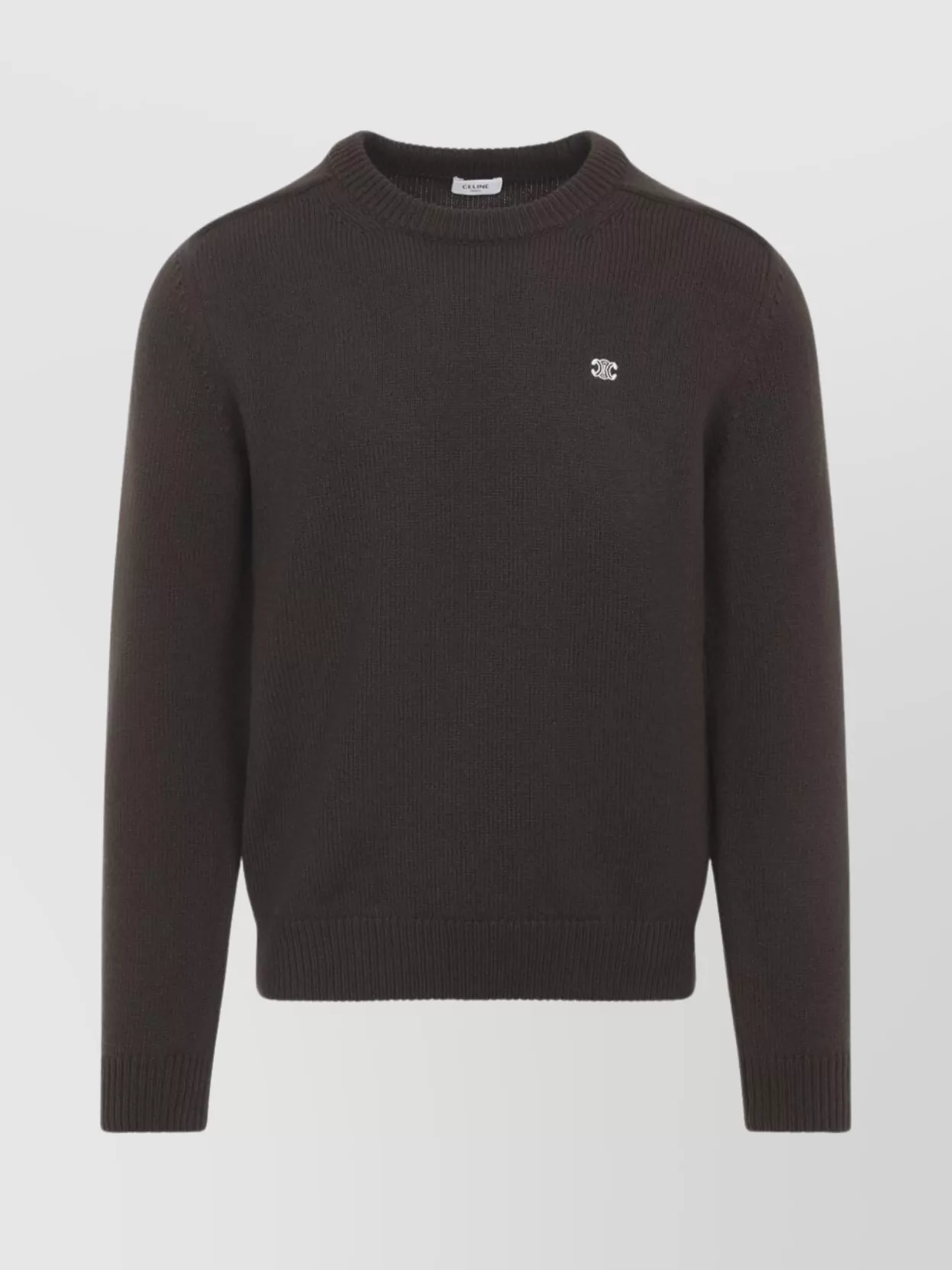 Celine Ribbed Hem Crew Neck Knit Sweater