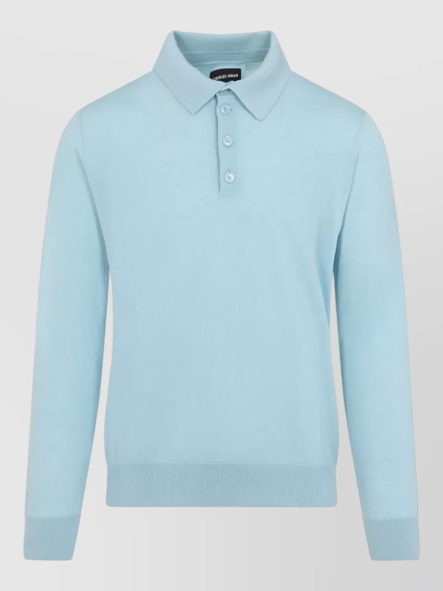 Giorgio Armani Wool Sweater Long Sleeves Polo Collar