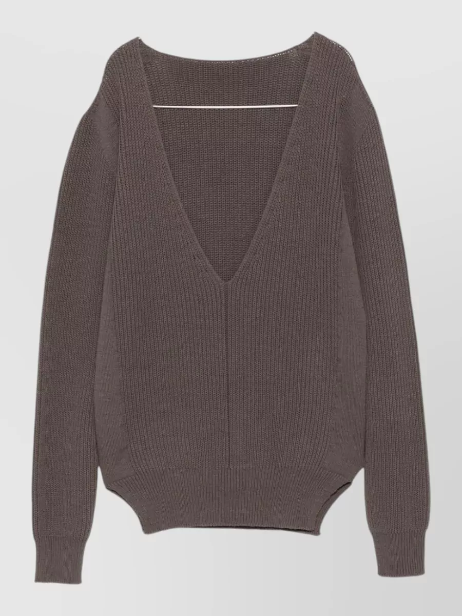 Rick Owens ribbed v-neck wool jumper