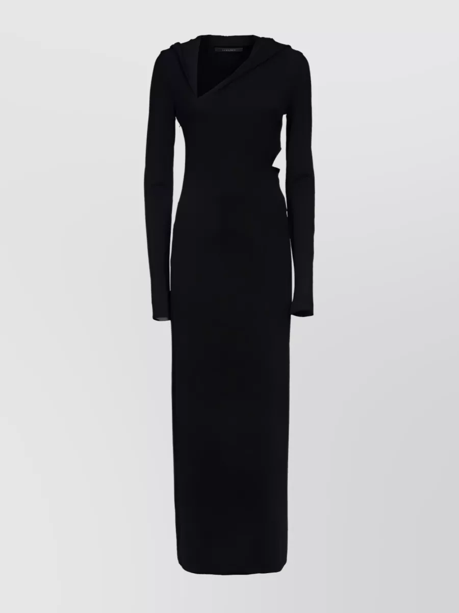 Shop Versace Maxi Dress With Hood And Cut-outs In Black