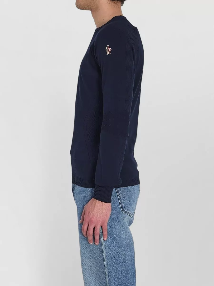 Moncler Grenoble Crew Neck Knit Sweater Ribbed Trims