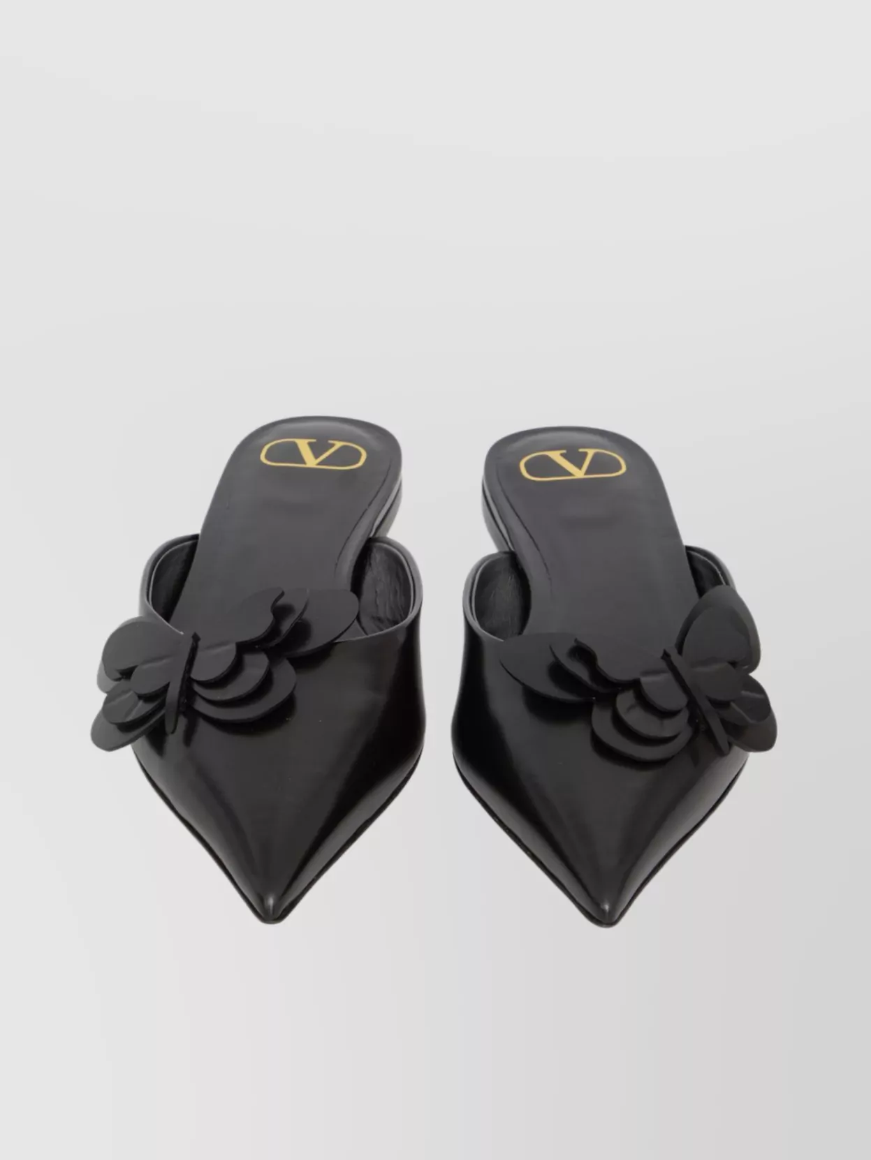 Valentino Garavani Women Flat Mules In Leather In Black