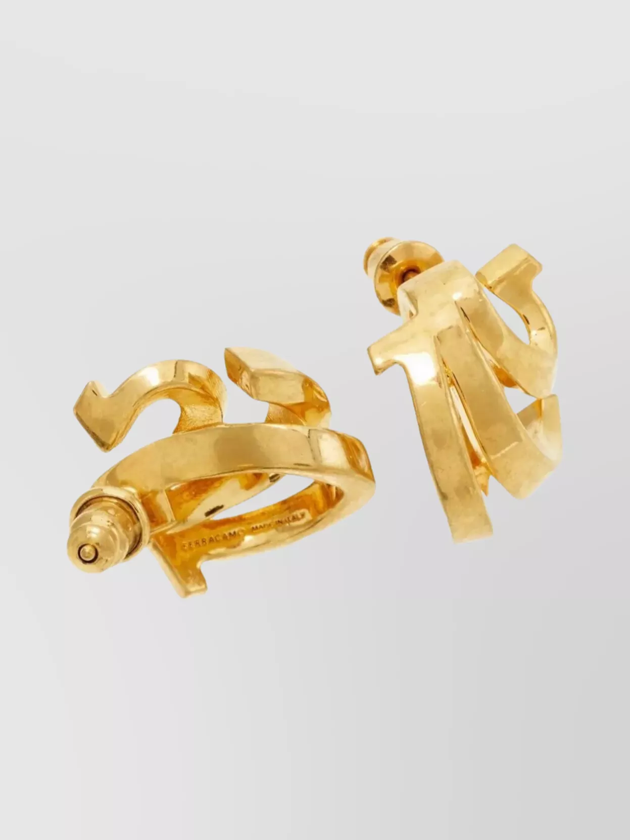Ferragamo Triple Gancini Earrings Gold-Tone Finish