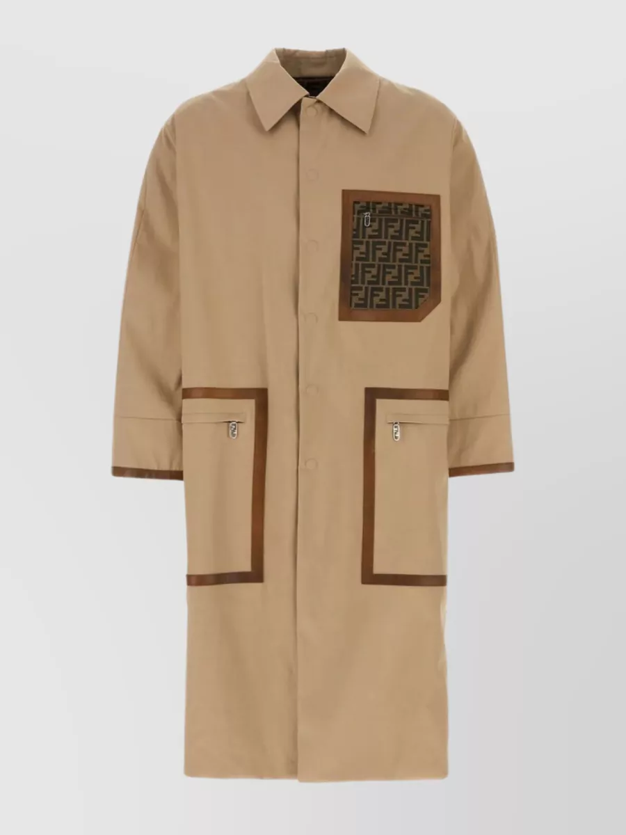 Shop Fendi Reversible Cotton Trench With Back Slit In Cream
