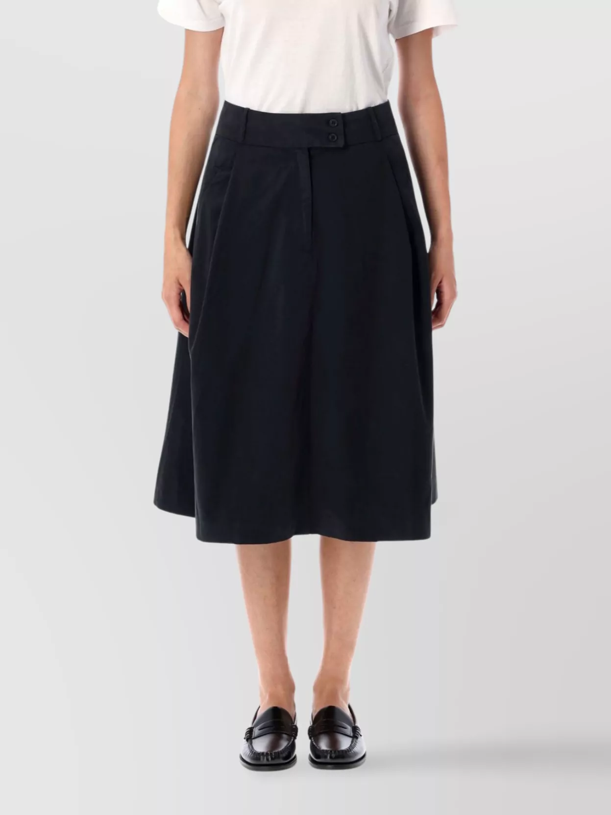 Apc Buttoned High-waisted Midi Skirt Pockets In Blue