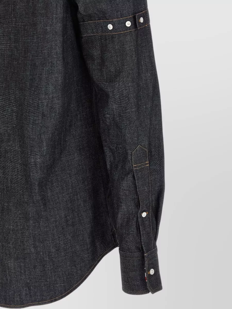 Thom Browne Denim Shirt Button Down Collar Chest Pocket