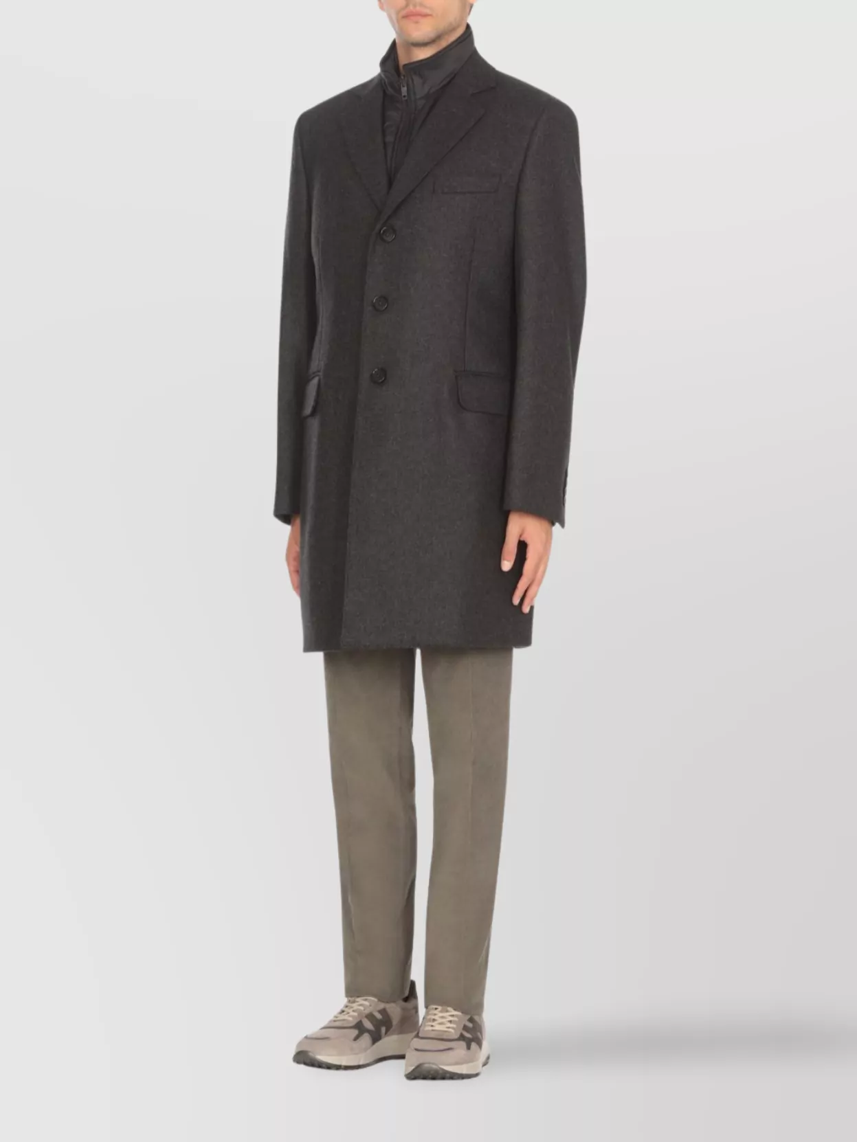 Fay Wool Coat With Peak Lapel Collar