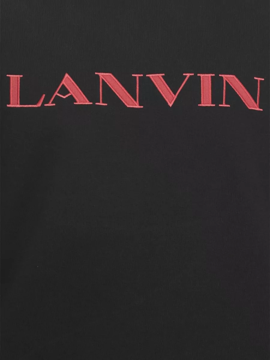 Lanvin Cotton Crewneck Sweatshirt Ribbed Trims Long Sleeves