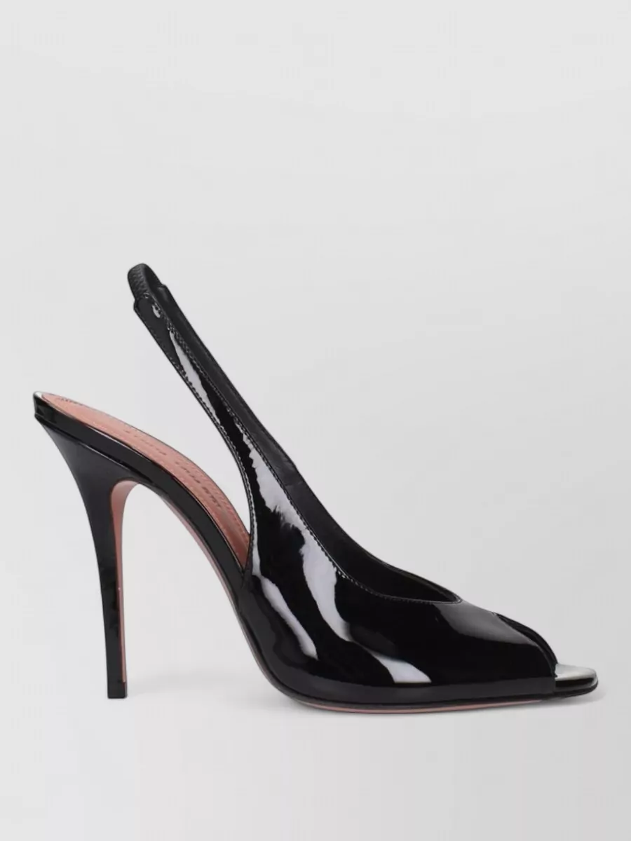 Amina Muaddi Patent Leather Stiletto Heel Sandals
