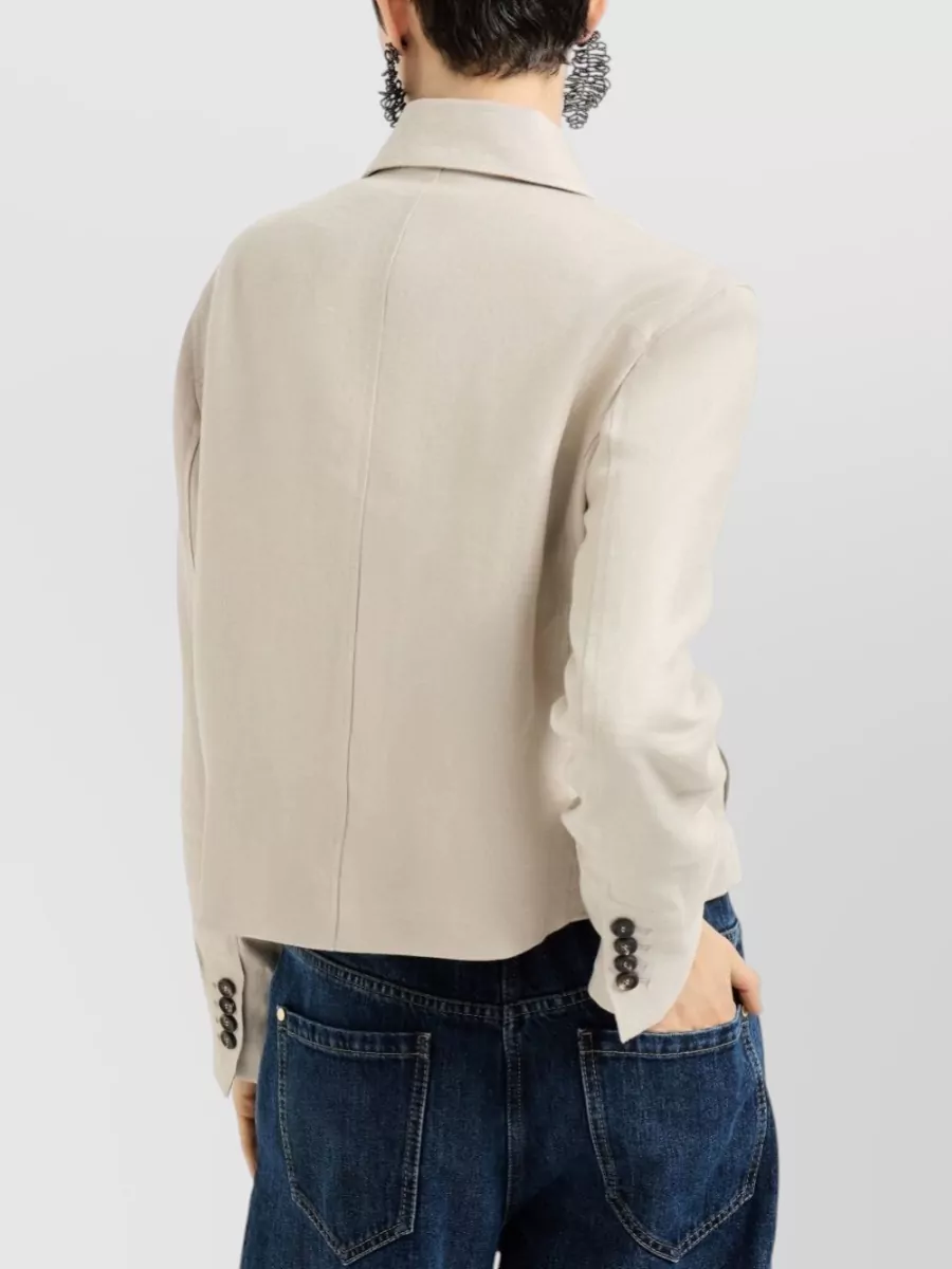 Brunello Cucinelli Linen Jacket Long Sleeves Point Collar