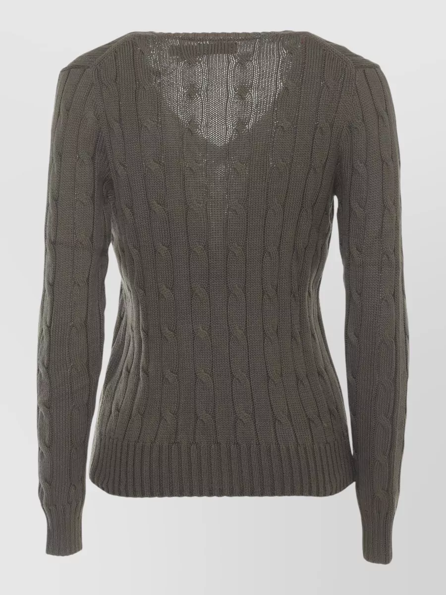 Ralph Lauren Cable-Knit V-Neck Cotton Jumper