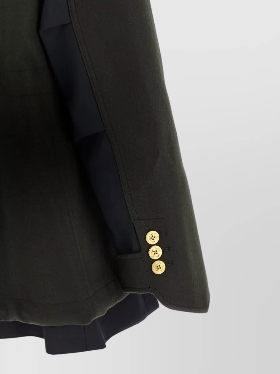 Sacai Wool Faux Fur Collar Military Coat