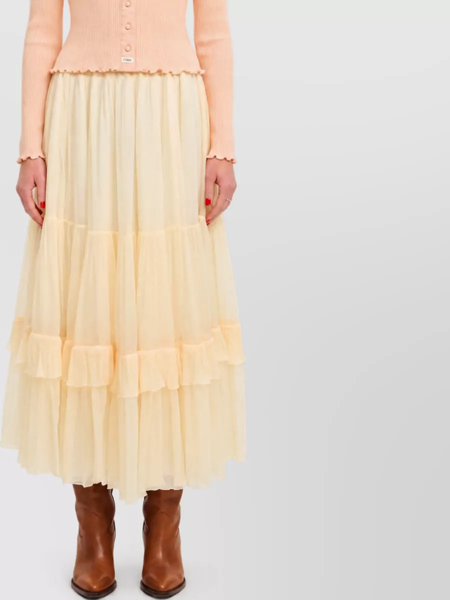 Chloé silk ruffled maxi skirt