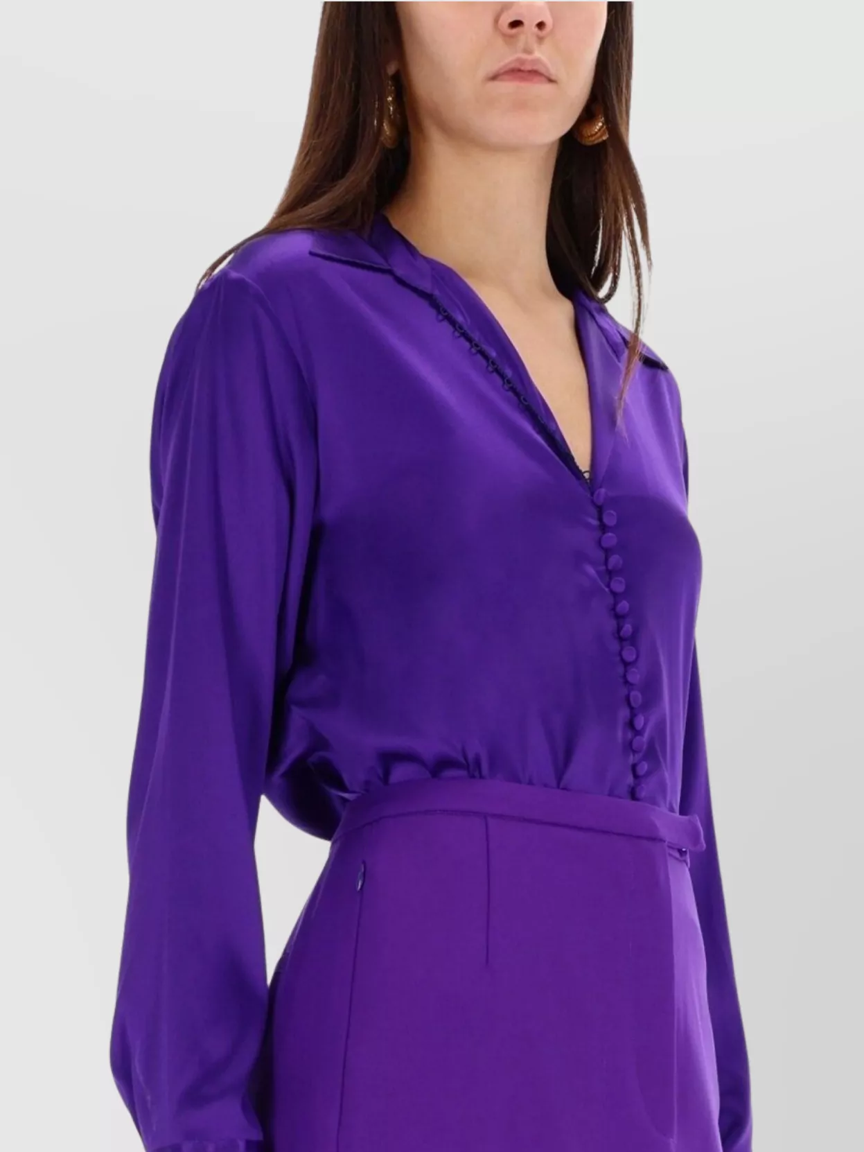 Dries Van Noten Luxurious Satin Long Sleeve Button Shirt