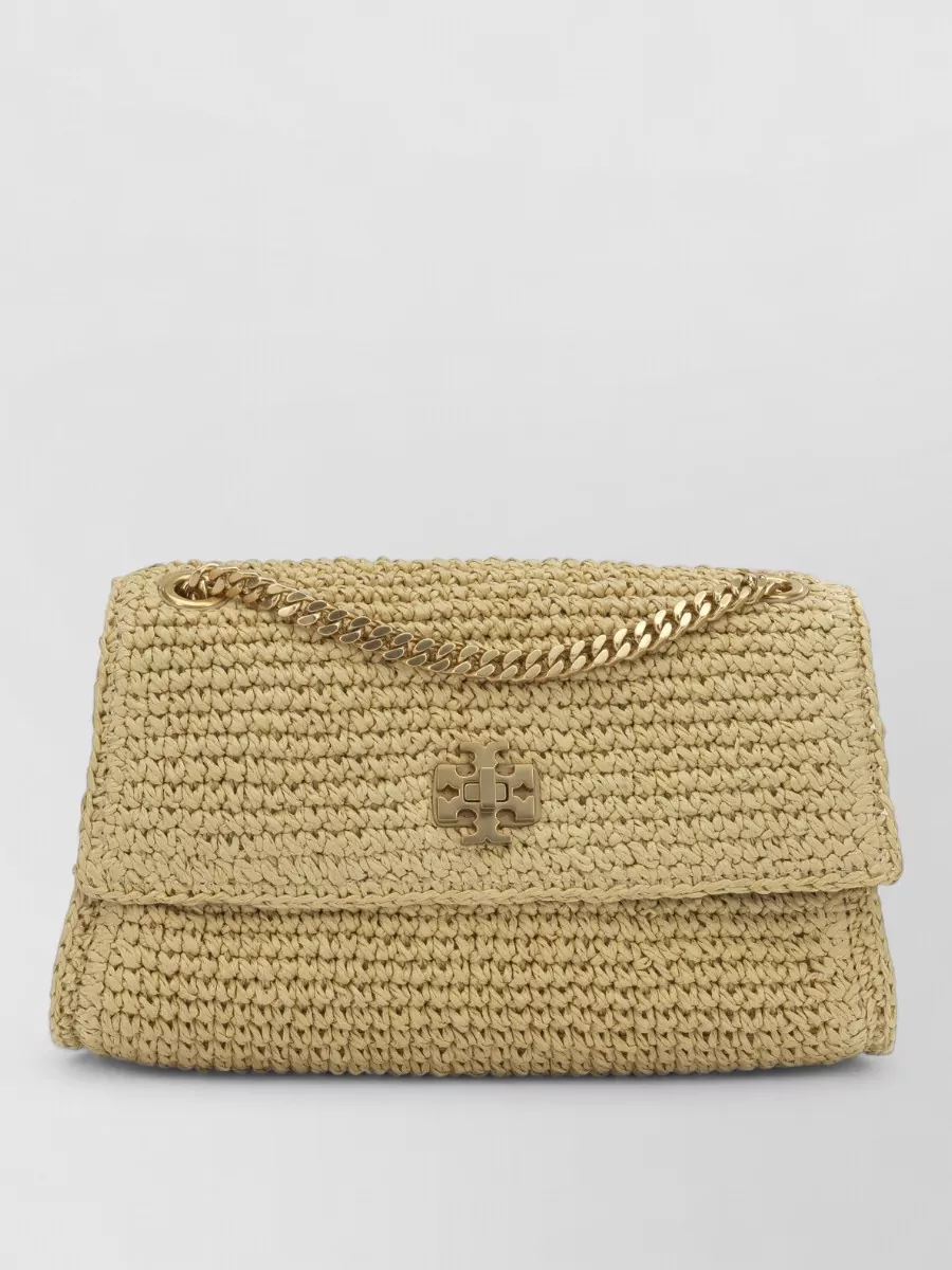 Tory Burch Crossbody Satchel Bag Woven Texture Chain Strap