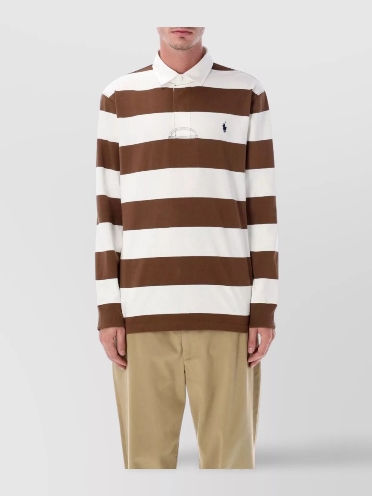 Polo Ralph Lauren Rugby Shirt With Twill Collar And Stripes