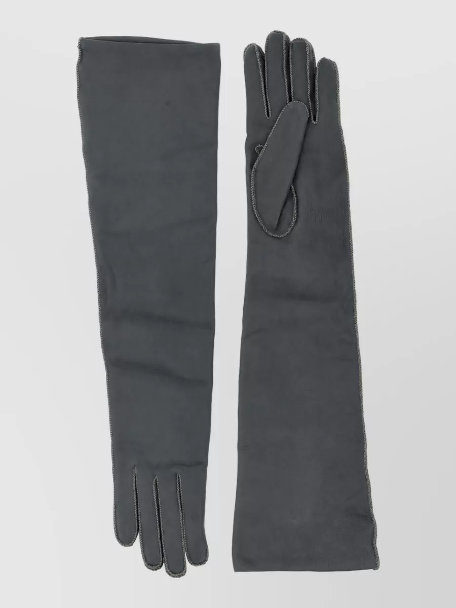 Agnona long leather gloves
