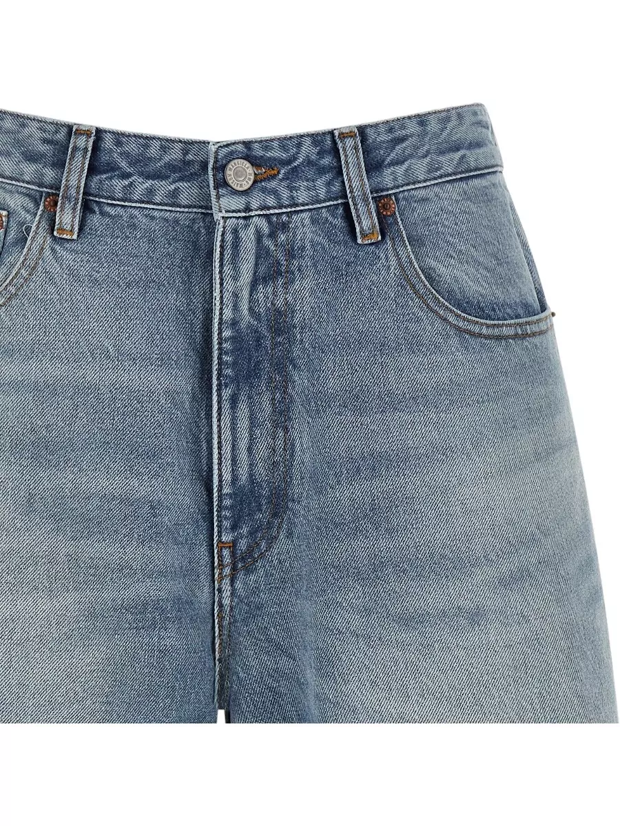Mm6 Maison Margiela Denim Wide-Leg Knee-Length Bermuda Shorts