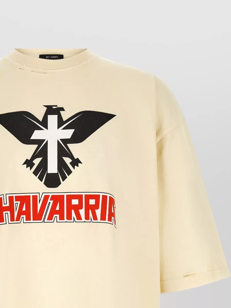 Willy Chavarria Graphic-Print Distressed Cotton T-Shirt