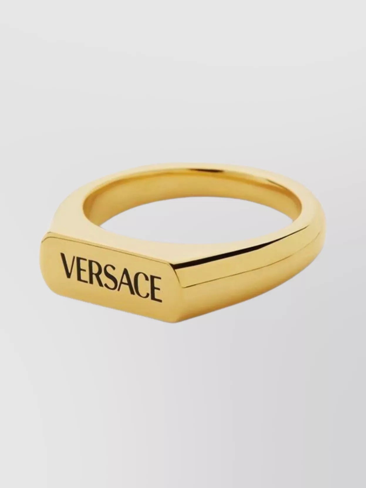 Versace Brand Logo Ring Polished Finish