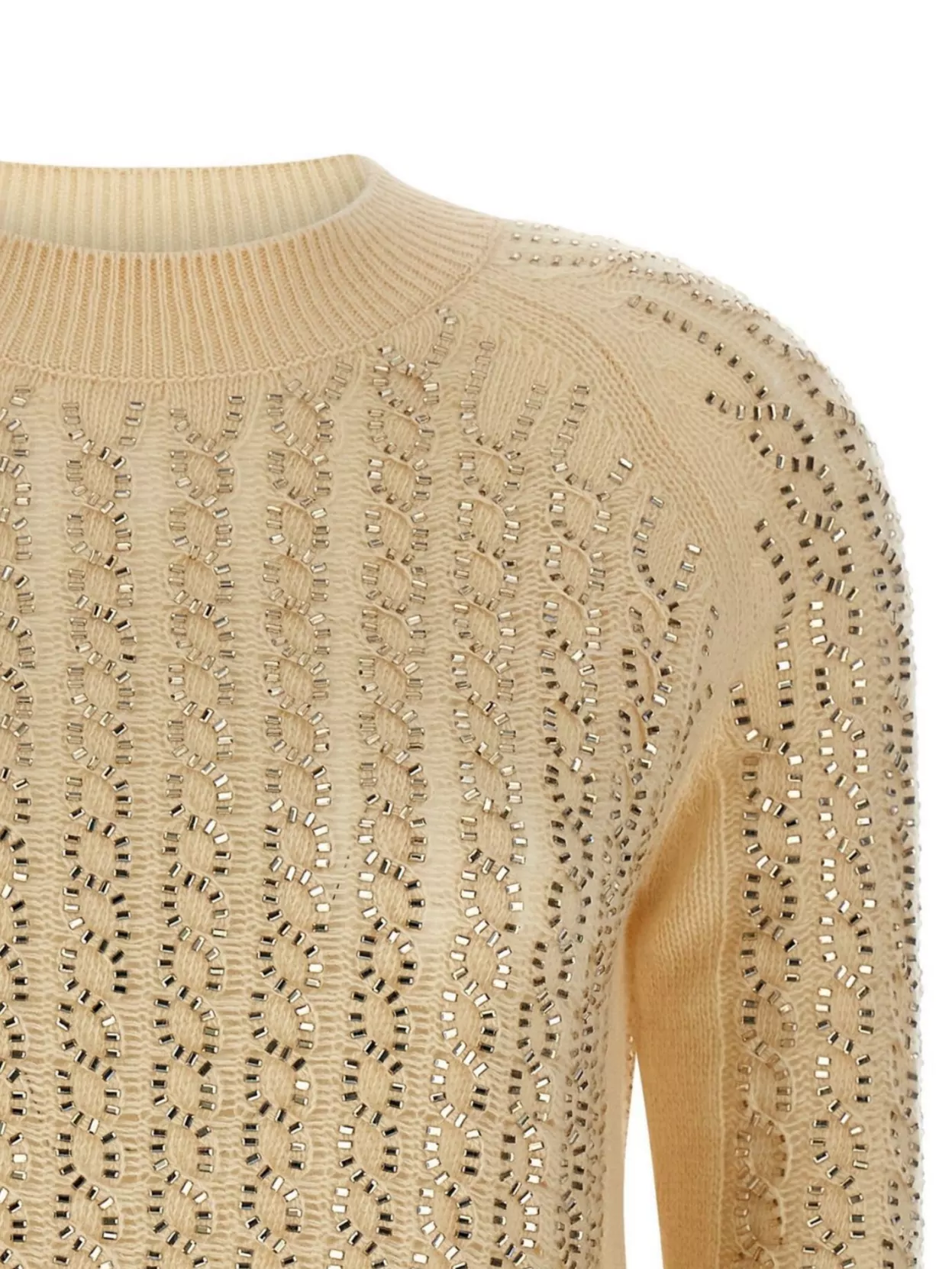 Ermanno Scervino Baguette Studded Sweater Sweaters And Cardigans Beige In Brown