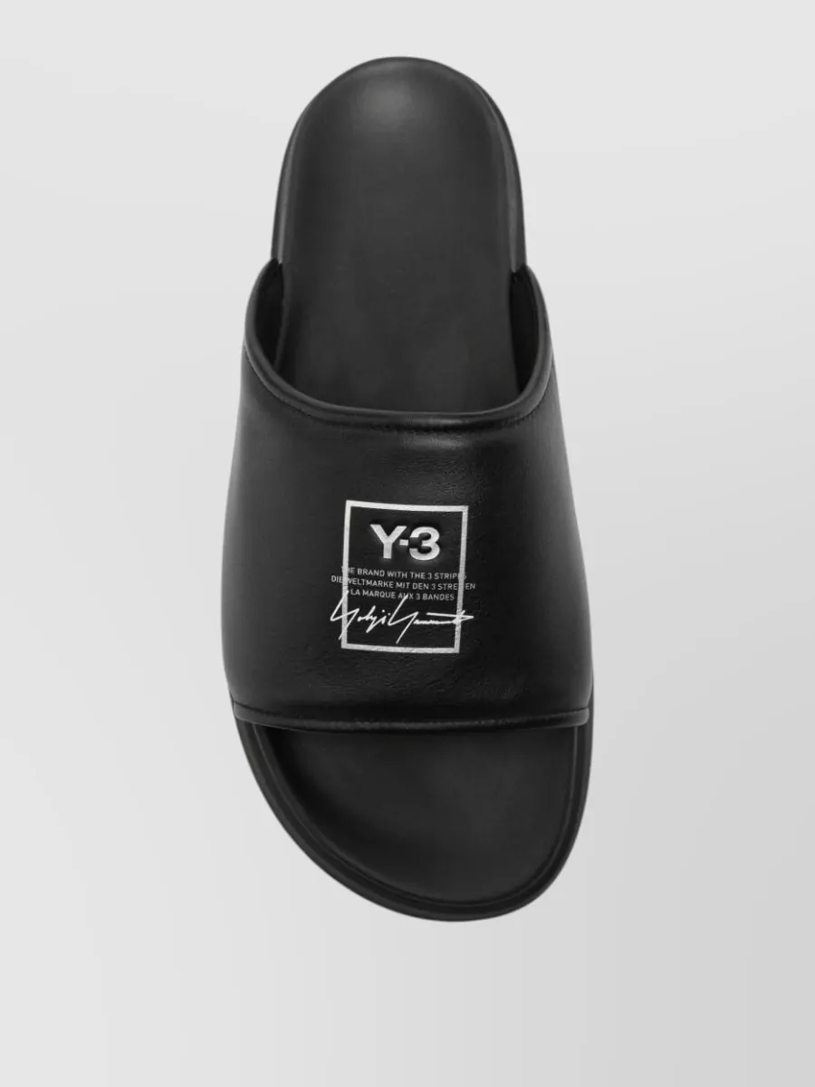 Y-3 Leather Logo-Detail Slides