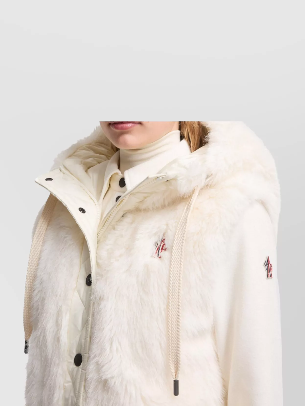 Moncler Fine Wool Headband Tricolor Stripe In Neutral