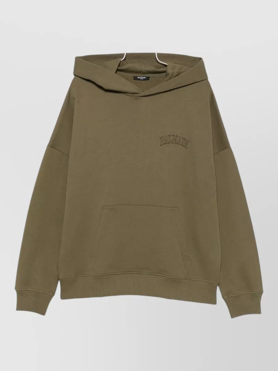 Balmain cotton hooded logo print sweatshirt
