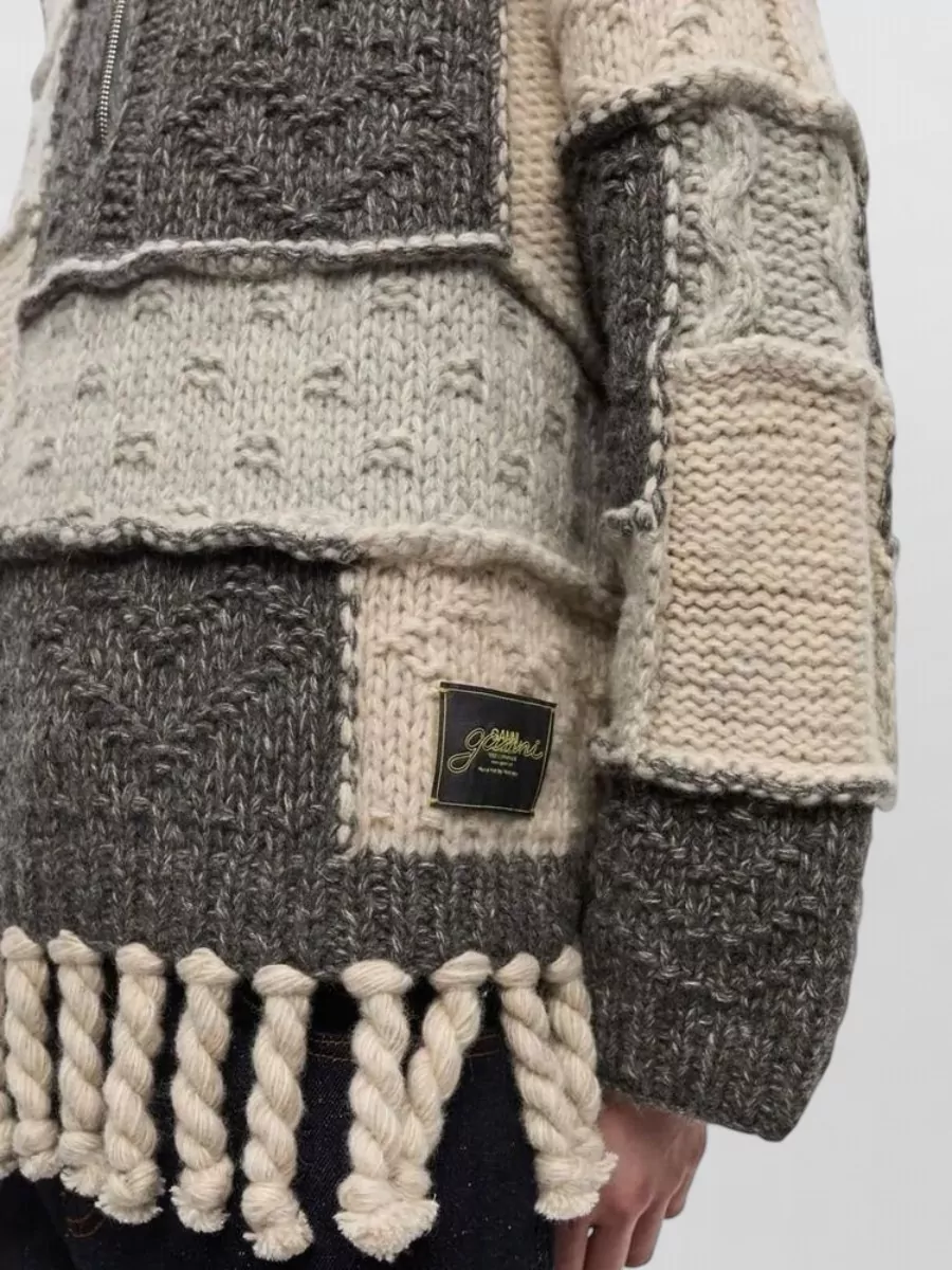 Ganni Patchwork Fringe Wool Blend Jumper