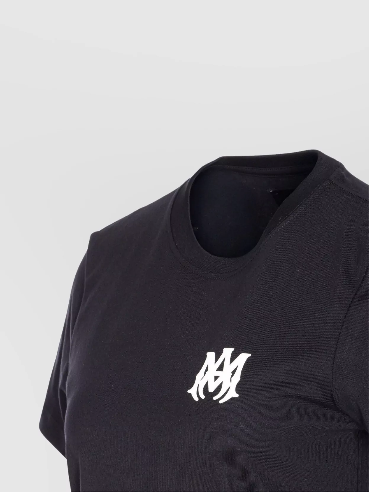 Shop Amiri Crewneck Short Sleeves Straight Hem Logo Print