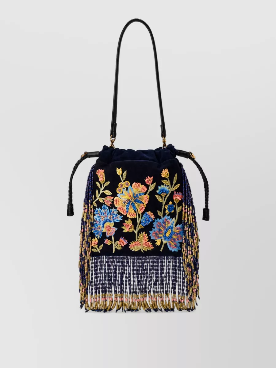 Etro na small leather beaded bucket bag