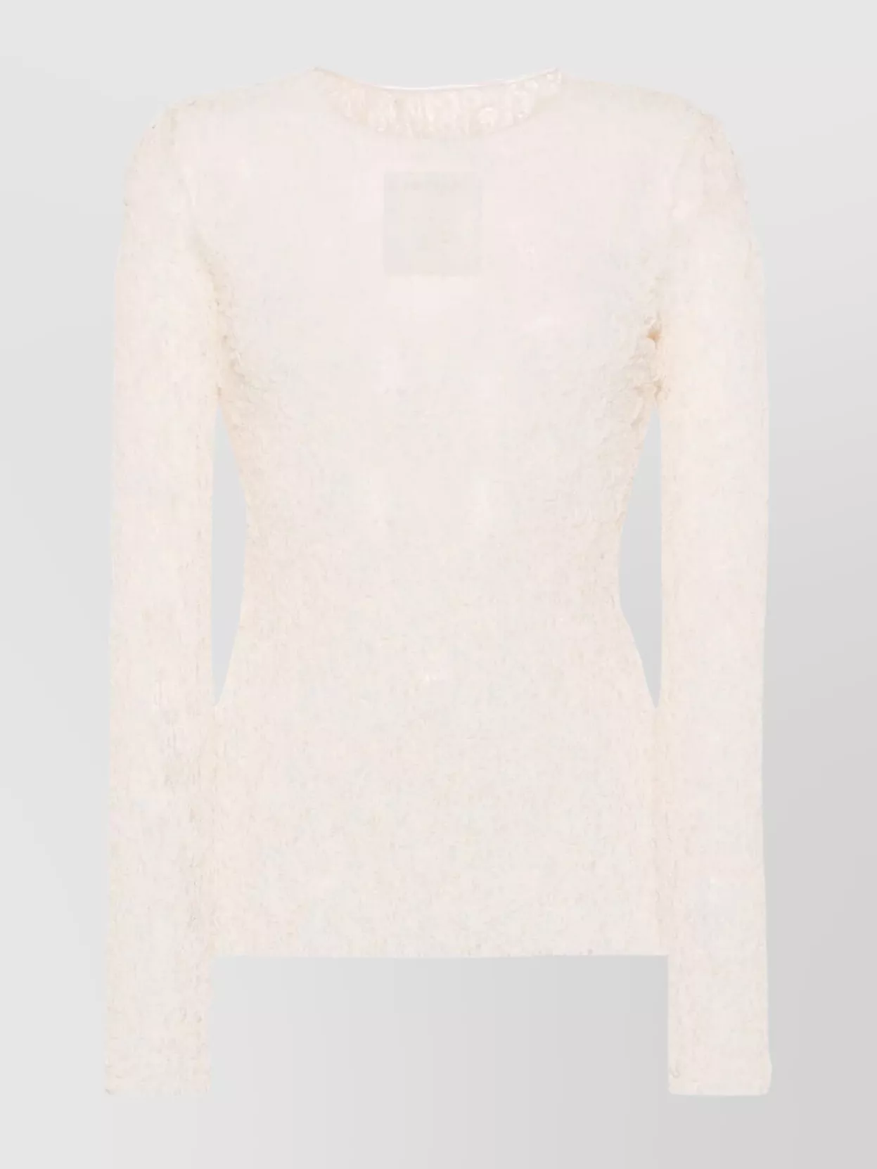 Uma Wang Sheer Textured Round Neck Long Sleeve Top