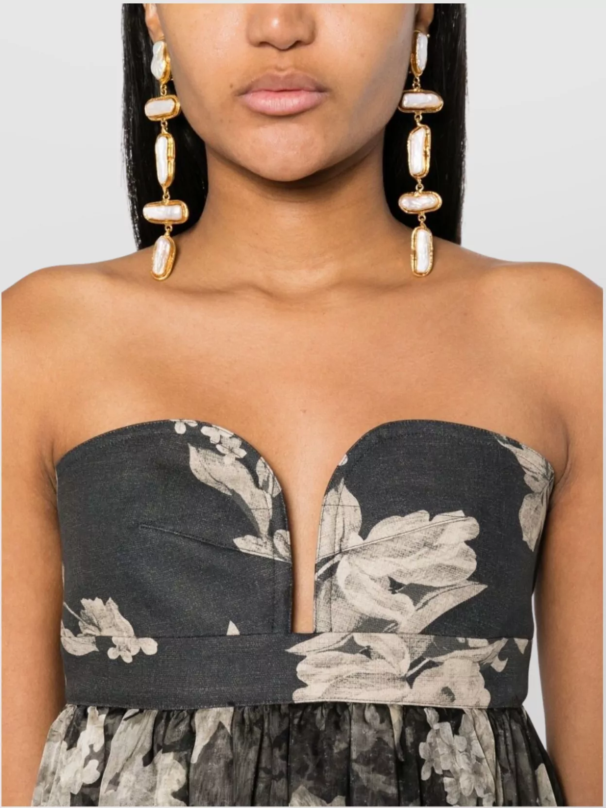 Max Mara Floral Print Cotton Long Dress