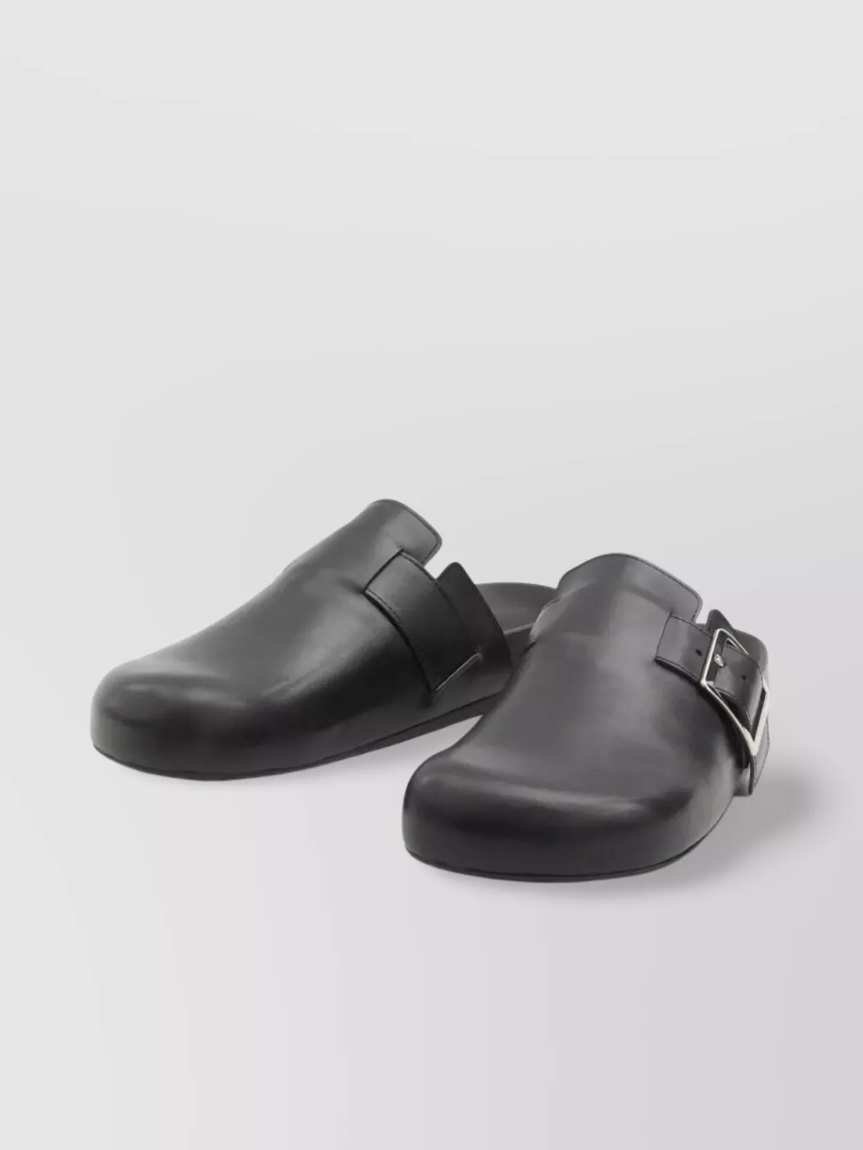 Loewe Ease Buckle Brushed Leather Clogs In Grey