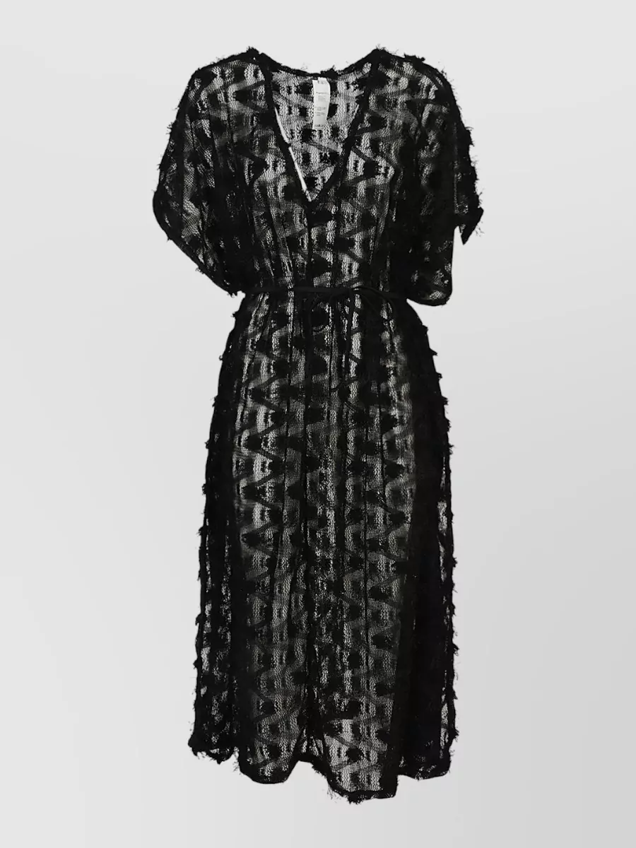 Feel Me Fab Lampedusa Crochet Dress Belted Waist Midi