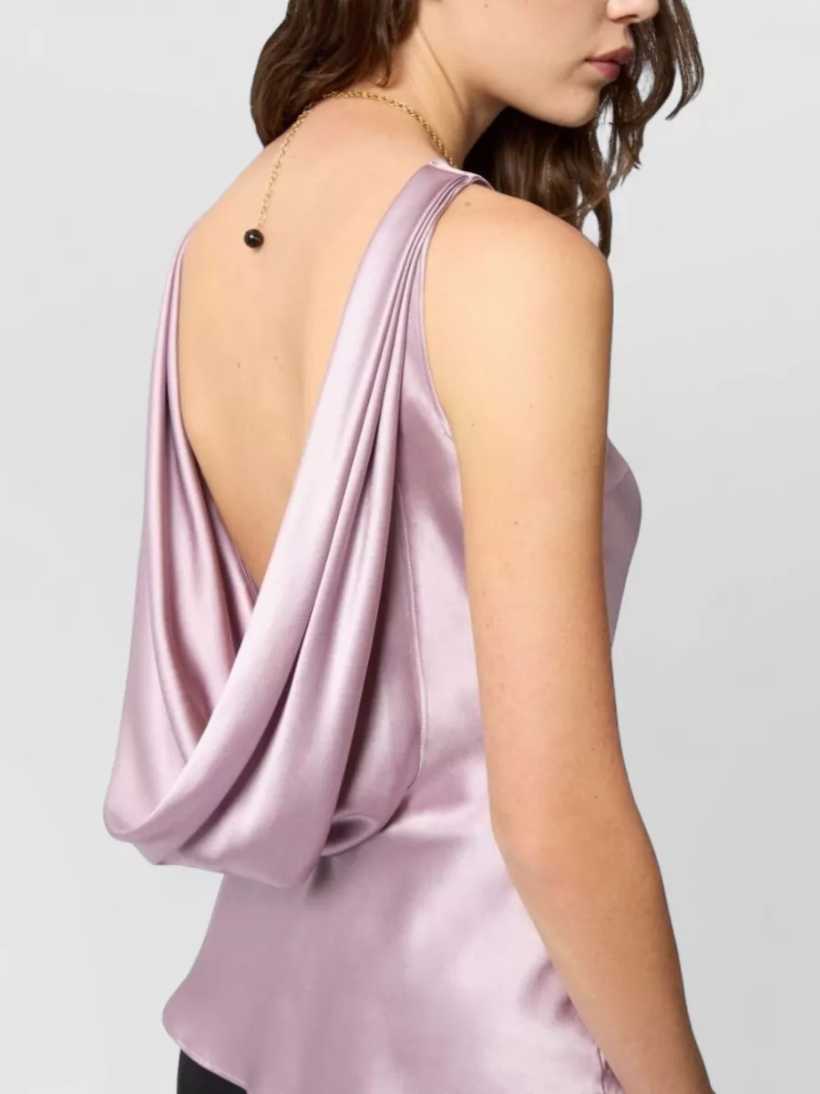 Nina Ricci Halterneck Silk Satin Top Draped Back