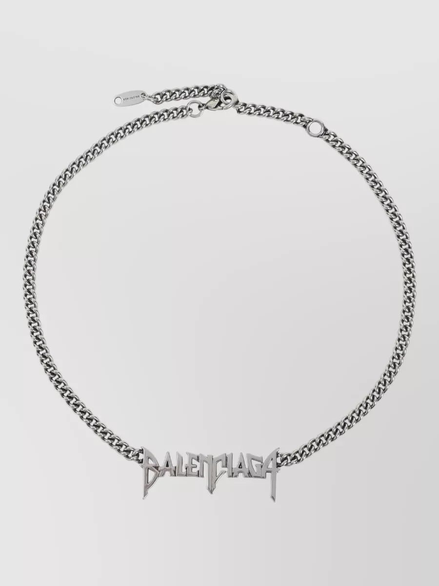 Balenciaga Metal Chain Link Statement Pendant Necklace