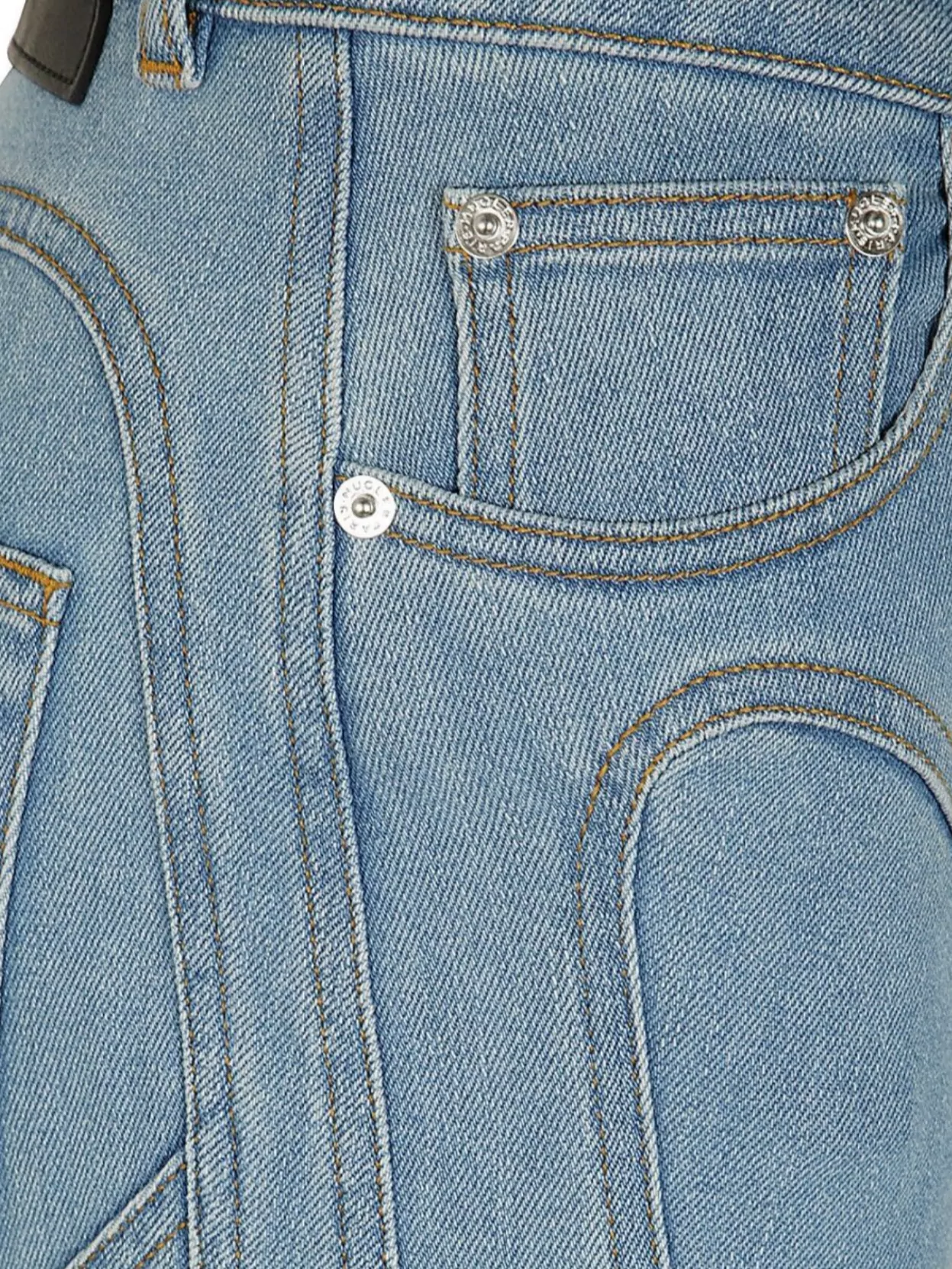 Mugler Cropped Jeans With Belt Loops And Pockets In Blue