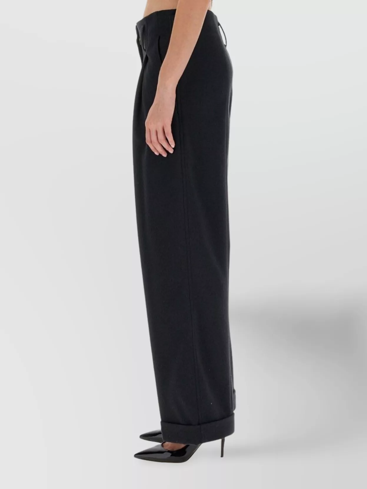 Shop Philosophy Wide Leg Trousers With Cuffed Hem