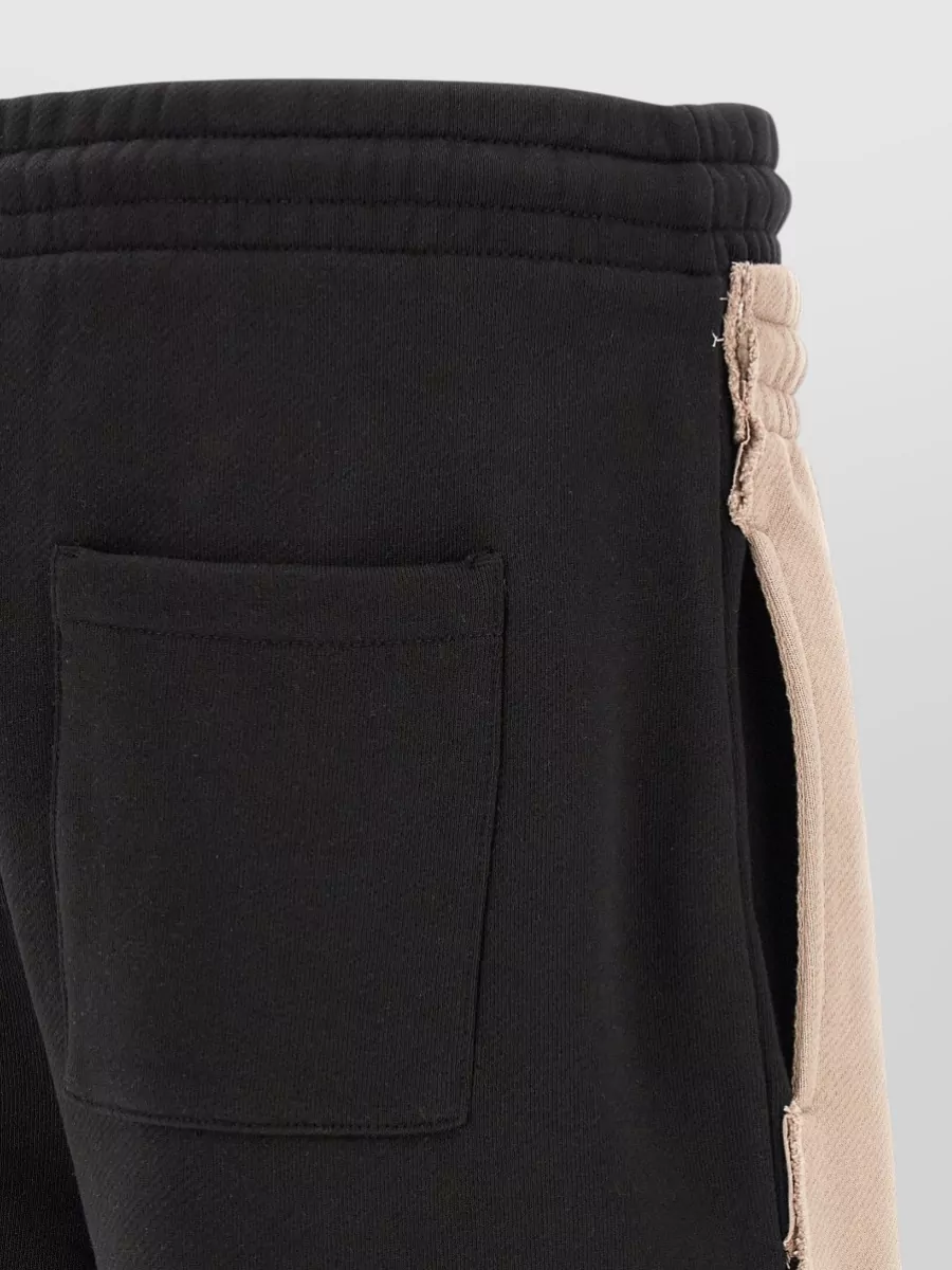 Off-White Cotton Two Tone Relaxed Fit Bermuda Shorts