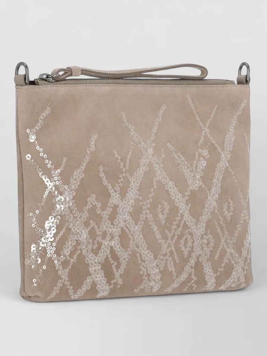 Panicale Leather Pochette Sequin Front Top Handle Strap