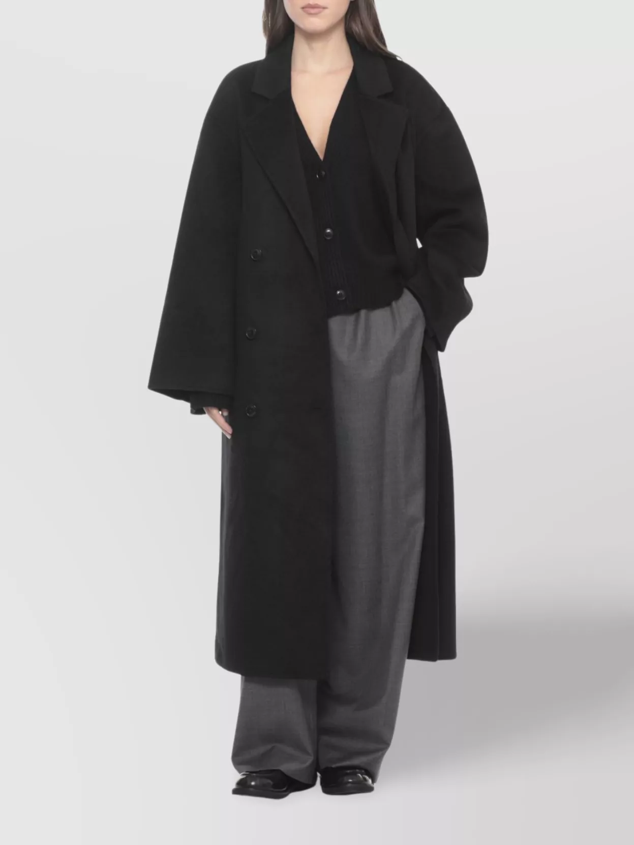 Loulou Studio Cropped V-Neck Wool Cardigan With Long Sleeves
