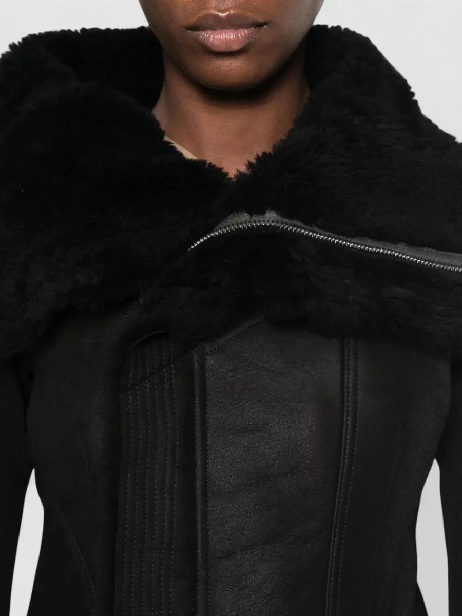 Rick Owens Lamb Leather Asymmetric Biker Jacket
