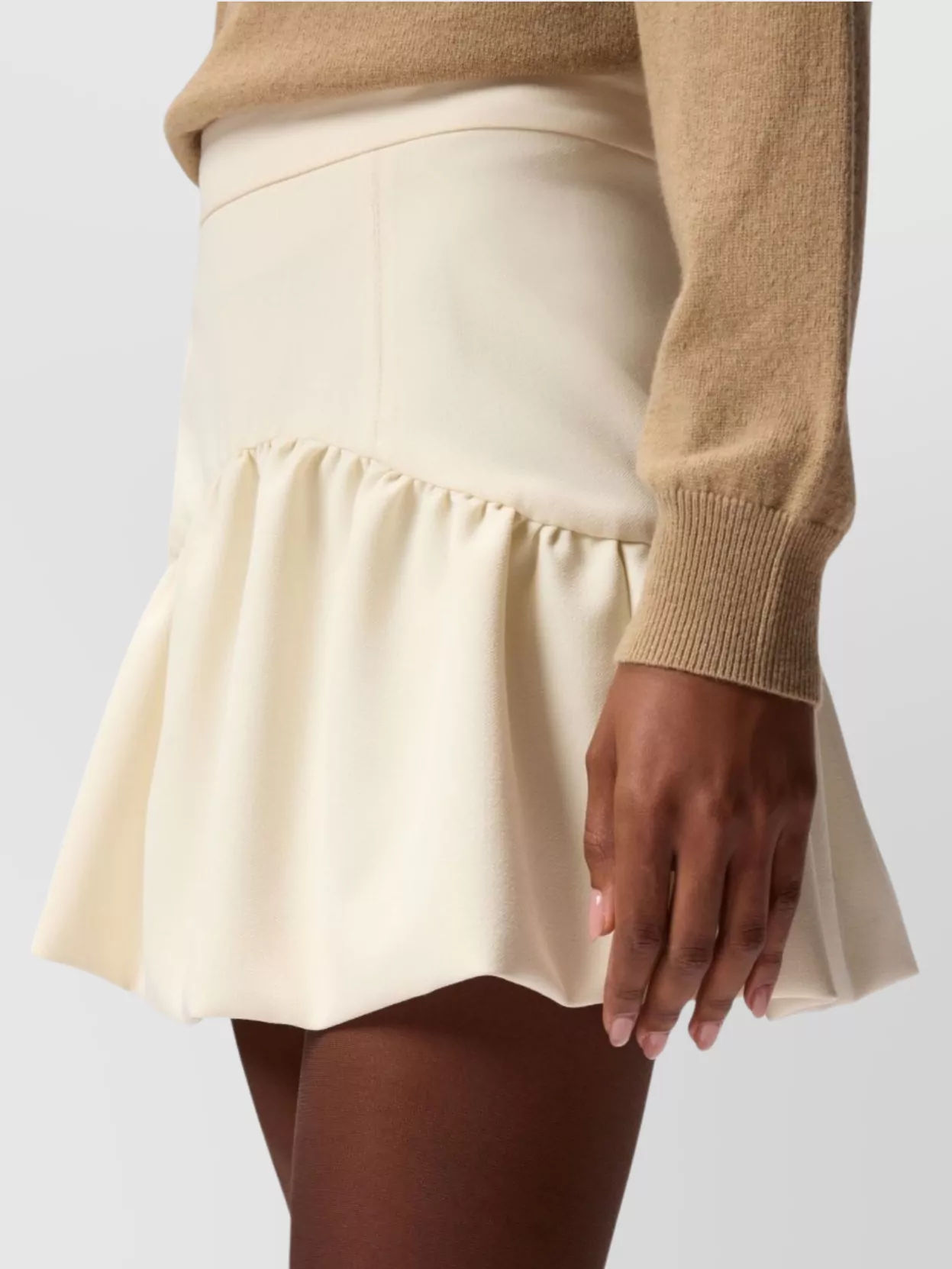 Pinko High Waist Mini Skirt With Ruffled Hem In White