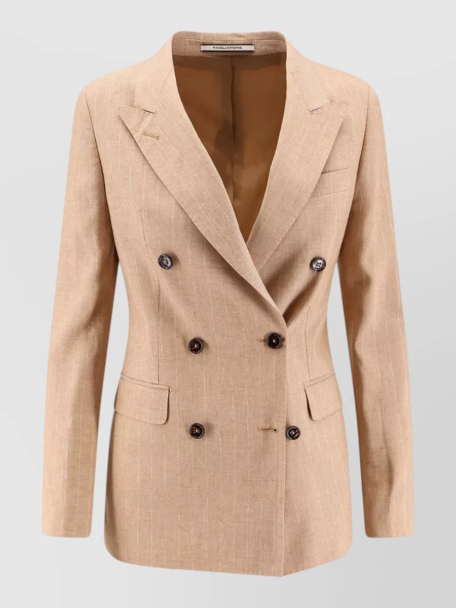 Tagliatore Linen pinstripe double-breasted blazer