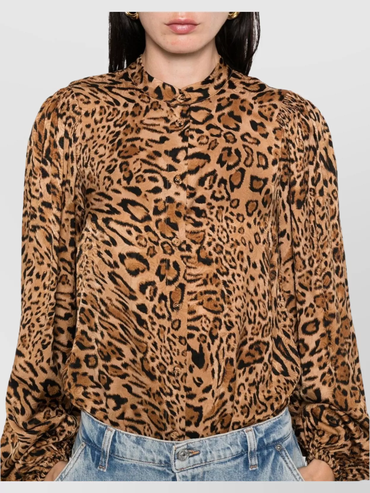 Twin-Set Long Sleeve Relaxed Fit Animal Print Top