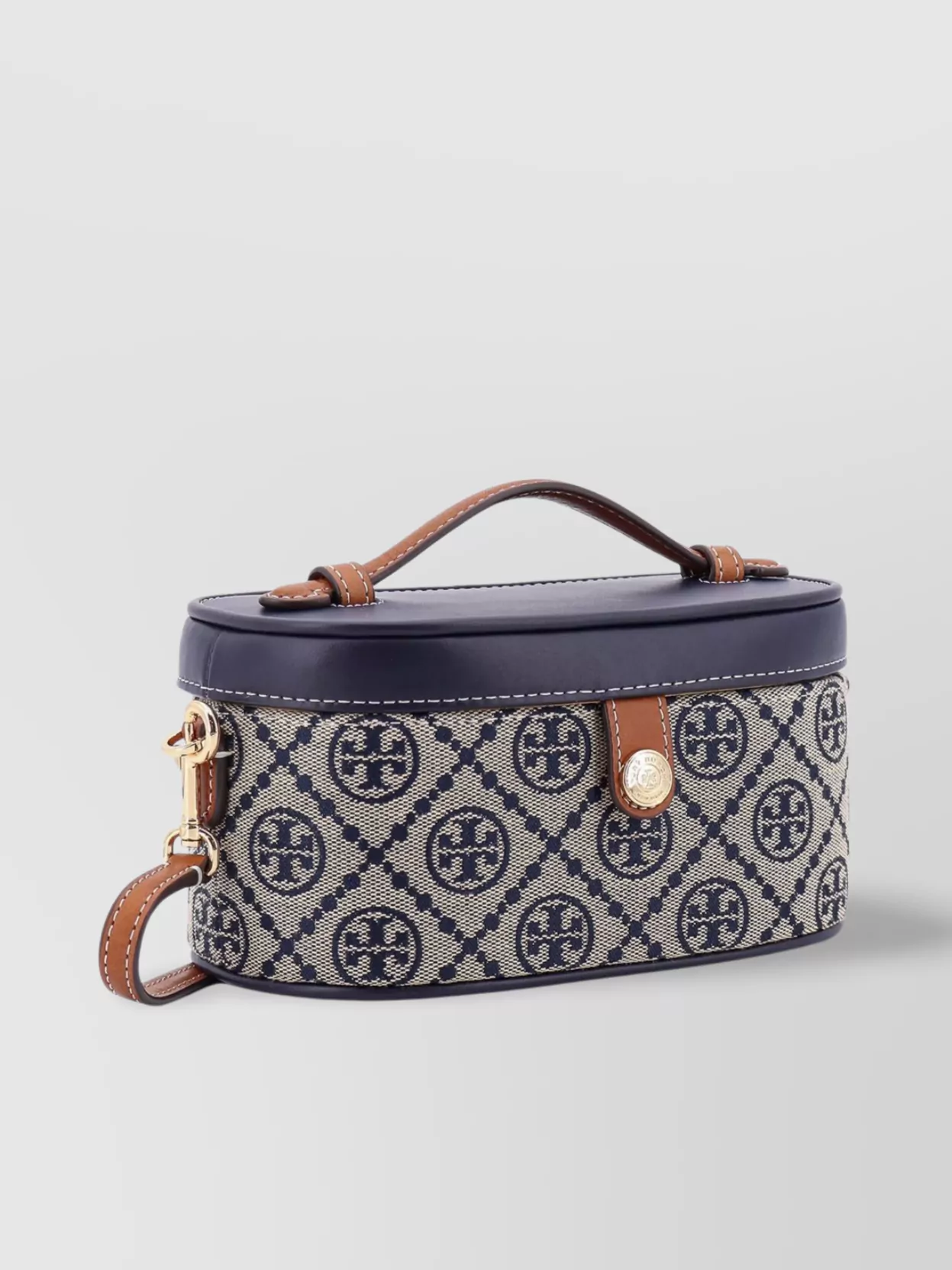 Tory Burch Monogrammed Fabric Leather Clutch Bag