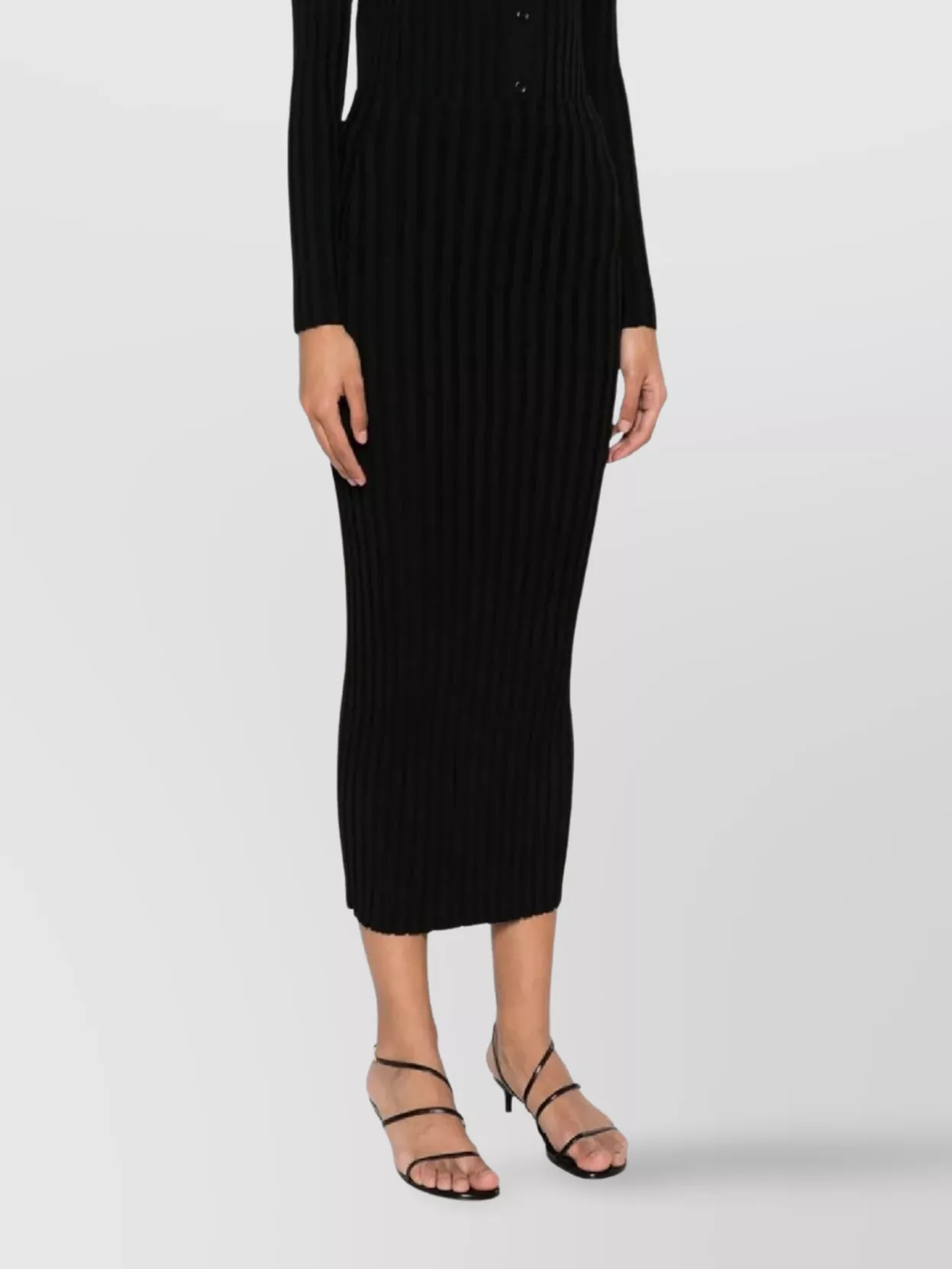Fabiana Filippi Ribbed Texture High Waist Midi Skirt