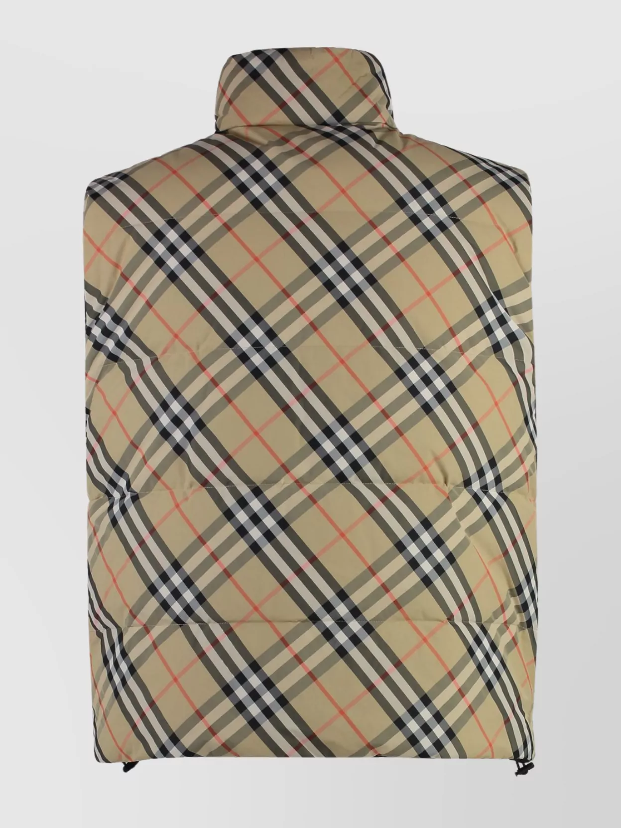 Burberry Beige Sleeveless Vest With All-over Check Motif In Tech Fabric Man