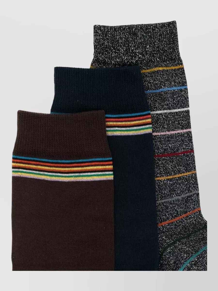 Paul Smith artist stripe cotton ribbed socks 3 pack